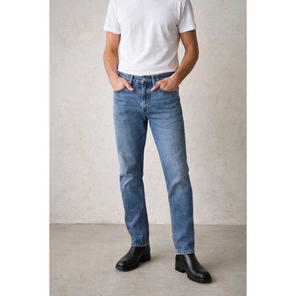Acne Studios Blå Konst River Mid Blue Jeans 30x32 Slim Straight Made in Italy